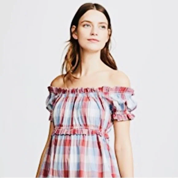 Ulla Johnson Plaid Off-Shoulder Jumpsuit Romper Elegant - Picture 11 of 11